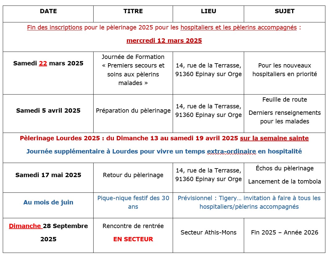 calendrier2024 2025 mars25