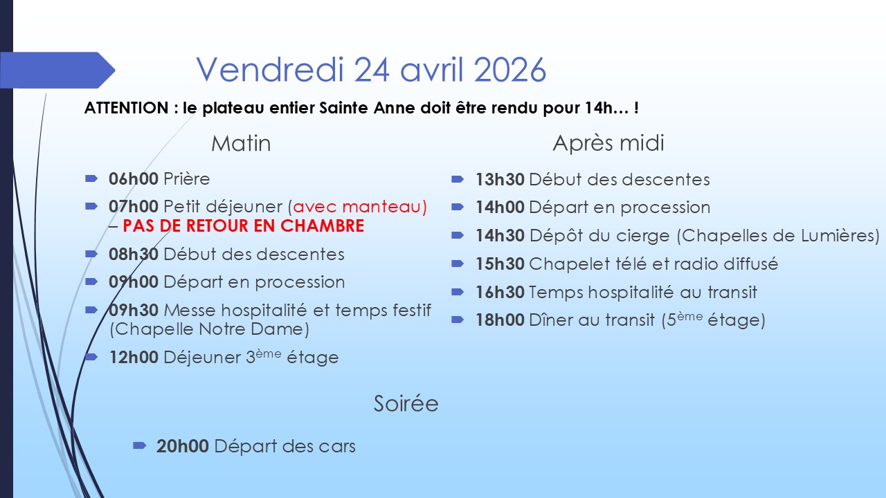 Vendredi 24 avril programme